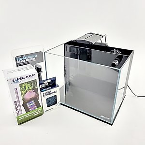 Lifegard Aquatics Low Iron Chrystal Built-In Back Filter Fish Aquarium Kit, 4-gal