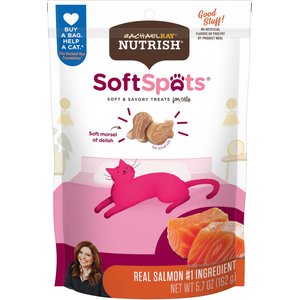 Rachael Ray Nutrish Soft Spots Salmon Cat Treats, 5.7-oz pouch, case of 6