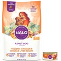 Halo Holistic Chicken & Chicken Liver Adult Dry Food + Chicken Stew Adult Canned Dog Food