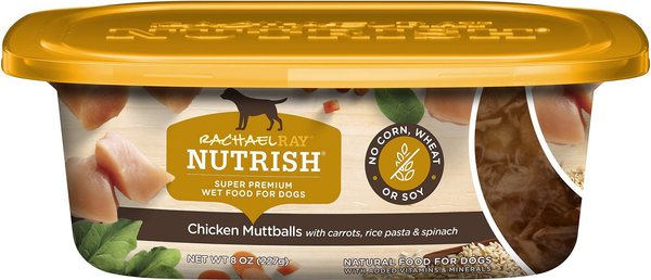 Rachael Ray Nutrish Natural Chicken Muttballs with Pasta Natural Wet Dog Food, 8-oz tub, case of 8, bundle of 2 slide 1 of 7