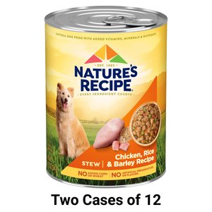 Nature's Recipe Original Chicken, Rice & Barley Recipe Stew Canned Dog Food, 13.2-oz, case of 12, bundle of 2