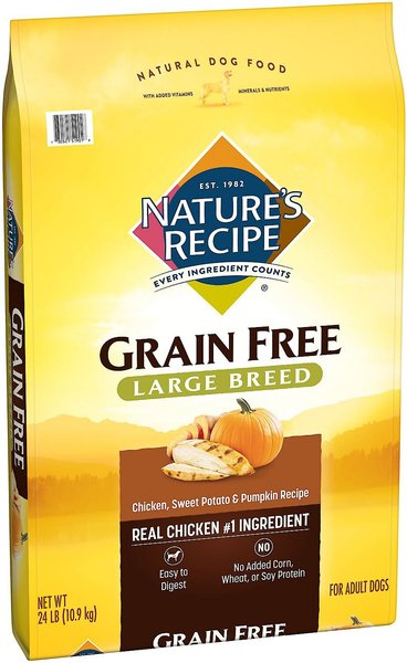 Nature's Recipe Large Breed Grain-Free Chicken, Sweet Potato & Pumpkin Recipe Dry Dog Food, 24-lb bag, bundle of 2 slide 1 of 9