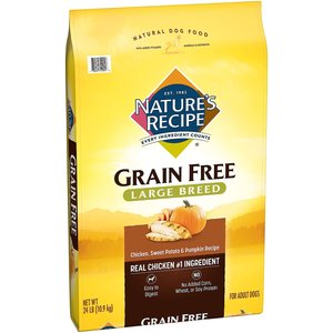 Nature's Recipe Large Breed Grain-Free Chicken, Sweet Potato & Pumpkin Recipe Dry Dog Food, 24-lb bag, bundle of 2