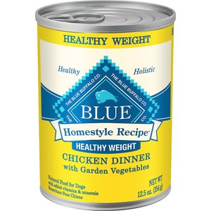 Blue Buffalo Homestyle Recipe Healthy Weight Chicken Dinner with Garden Vegetables & Brown Rice Canned Dog Food, 12.5-oz, case of 12, bundle of 2