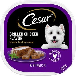 Cesar Classic Loaf in Sauce Grilled Chicken Flavor Dog Food Trays, 3.5-oz, case of 24, bundle of 2
