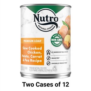 Nutro Grain-Free Premium Loaf Slow Cooked Chicken, Potato, Carrot & Pea Recipe Grain-Free Canned Dog Food, 12.5-oz, case of 12, bundle of 2