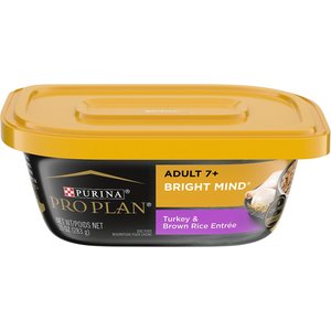 Purina Pro Plan Bright Mind Senior Adult 7+ Turkey & Brown Rice Entree Wet Dog Food, 10-oz tub, case of 16