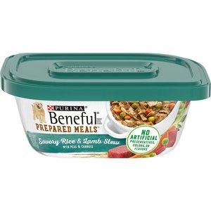 Purina Beneful Prepared Meals Savory Rice & Lamb Stew with Peas & Carrots Wet Dog Food, 10-oz, case of 8, bundle of 2