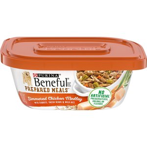 Purina Beneful Prepared Meals Simmered Chicken Medley with Green Beans, Carrots & Wild Rice Wet Dog Food, 10-oz, case of 8, bundle of 2