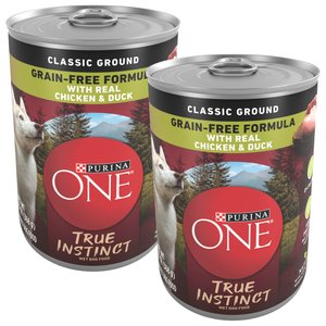 Purina ONE SmartBlend True Instinct Classic Ground with Real Chicken & Duck Canned Dog Food, 13-oz, case of 12, bundle of 2