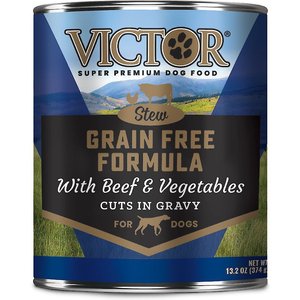 VICTOR Beef & Vegetables Stew Cuts in Gravy Grain-Free Canned Dog Food, 13.2-oz, case of 24