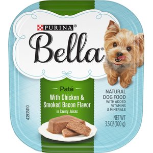Purina Bella Small Breed Chicken & Smoked Bacon Flavors Dog Food Trays, 3.5-oz, case of 12, bundle of 2