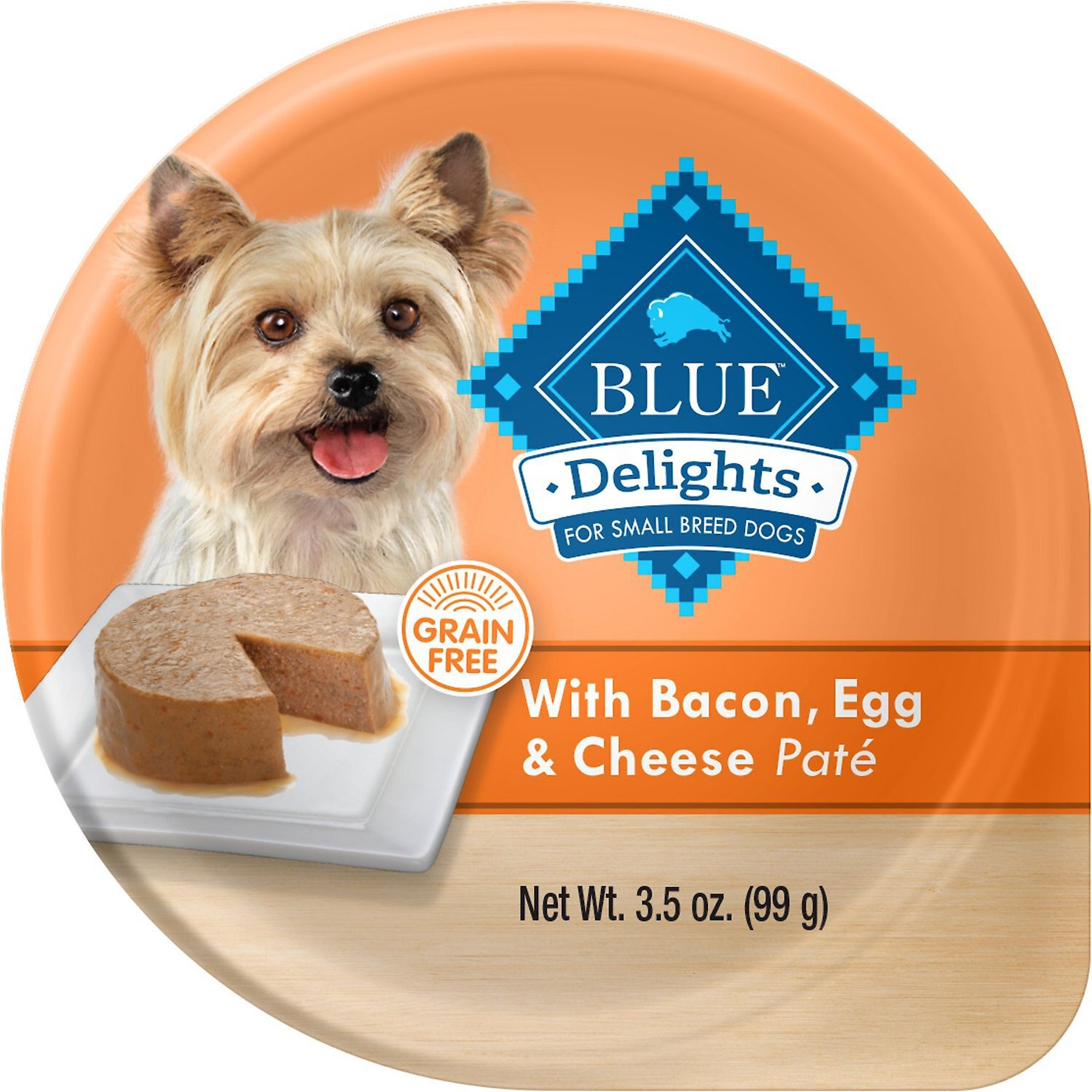 Discontinued BLUE BUFFALO Divine Delights Bacon Egg Cheese Pate Dog Food Trays 3.5 oz case of 12 Chewy