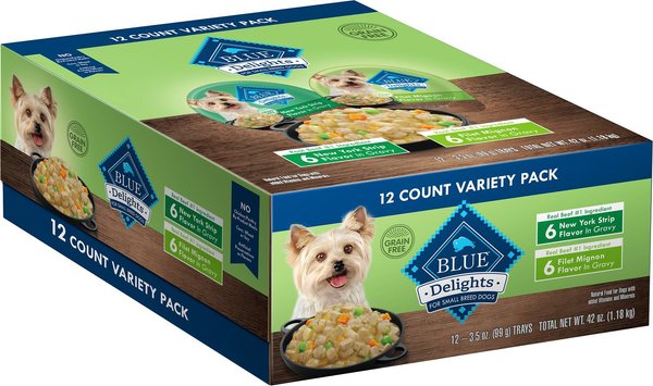 Blue Buffalo Divine Delights Gravy Variety Pack Filet Mignon & NY Strip Flavor Dog Food Trays, 3.5-oz, case of 24 slide 1 of 7