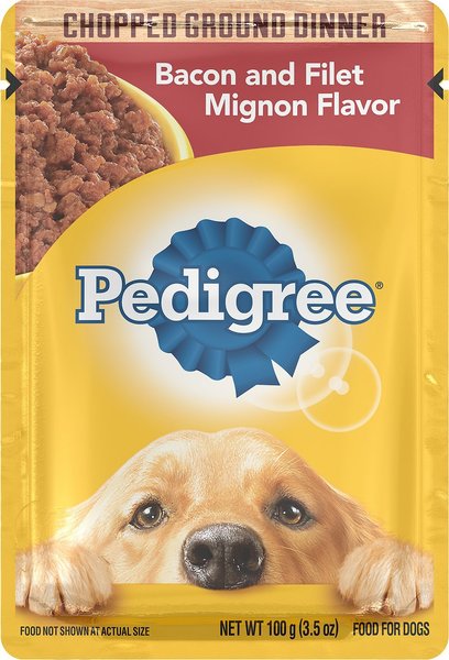 Pedigree Chopped Ground Dinner Bacon & Filet Mignon Flavor Wet Dog Food, 3.5-oz, case of 16, bundle of 2 slide 1 of 6