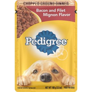 Pedigree Chopped Ground Dinner Bacon & Filet Mignon Flavor Wet Dog Food, 3.5-oz, case of 16, bundle of 2