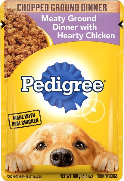 Pedigree Chopped Meaty Ground Dinner with Hearty Chicken Wet Dog Food, 3.5-oz, case of 16, bundle of 2 slide 1 of 9