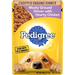 Pedigree Chopped Meaty Ground Dinner With Hearty Chicken Wet Dog Food, 3.5-oz, case of 16, bundle of 2