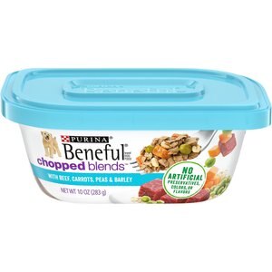 Purina Beneful Chopped Blends With Beef, Carrots, Peas & Barley Wet Dog Food, 10-oz container, case of 8, bundle of 2
