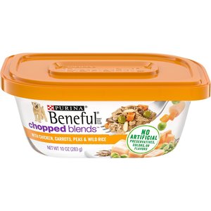 Purina Beneful Chopped Blends With Chicken, Carrots, Peas & Wild Rice Wet Dog Food, 10-oz container, case of 8, bundle of 2