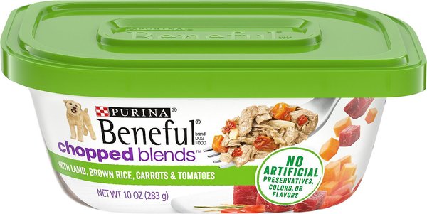 Purina Beneful Chopped Blends With Lamb, Brown Rice, Carrots &Tomatoes Wet Dog Food, 10-oz container, case of 8, 10-oz container, case of 8, bundle of 2 slide 1 of 10