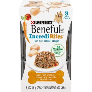 Purina Beneful IncrediBites with Chicken, Tomatoes, Carrots & Wild Rice Canned Dog Food, 3-oz, case of 48