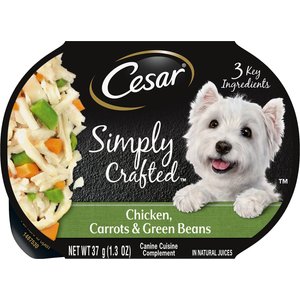 Cesar Simply Crafted Chicken, Carrots & Green Beans Limited-Ingredient Wet Dog Food Topper, 1.3-oz, case of 10, bundle of 2