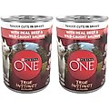 Purina ONE SmartBlend True Instinct Tender Cuts in Gravy with Real Beef & Wild-Caught Salmon Canned Dog Food, 13-oz, case of 12, bundle of 2