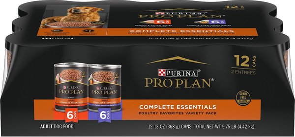 Purina Pro Plan Complete Essentials Variety Pack Grain-Free Canned Dog Food, 13-oz, case of 12, bundle of 2 slide 1 of 10