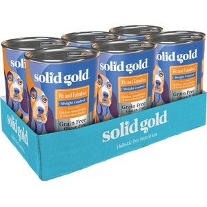 Solid Gold Fit & Fabulous Chicken, Sweet Potato & Green Bean Weight Control Recipe Grain-Free Canned Dog Food, 13.2-oz, case of 12