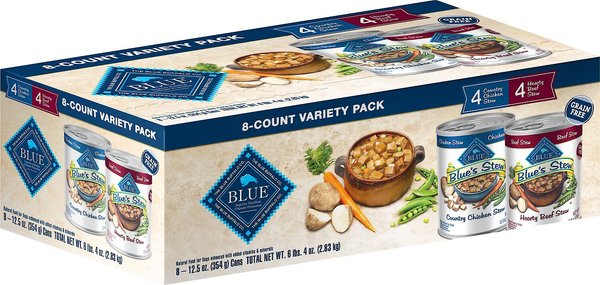 Blue Buffalo Blue Stew Chicken & Beef Variety Pack Canned Dog Food, 12.5-oz, case of 8, bundle of 2 slide 1 of 6