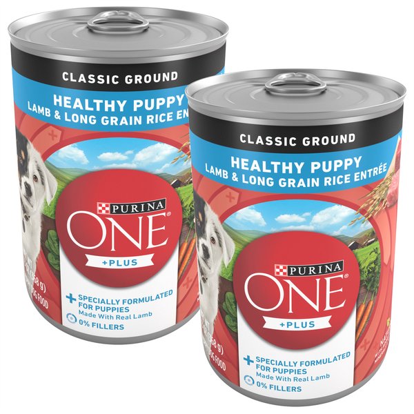 Purina ONE +Plus Classic Ground Healthy Puppy Lamb & Long Grain Rice Entree Canned Dog Food, 13-oz, case of 12, bundle of 2 slide 1 of 10
