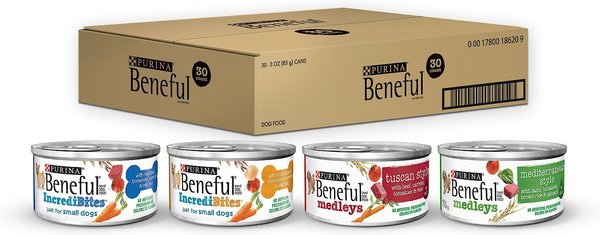 Purina Beneful Incredibites & Medleys Variety Pack Wet Dog Food, 3-oz, case of 30, bundle of 2 slide 1 of 10