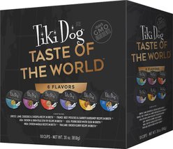 Tiki Dog Taste of the World Variety Pack Wet Dog Food, 3-oz cup, case of 10, 3-oz cup, case of 20