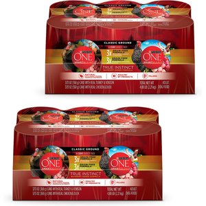 Purina ONE SmartBlend True Instinct Classic Ground Grain-Free Variety Pack Canned Dog Food, 13-oz can, case of 24