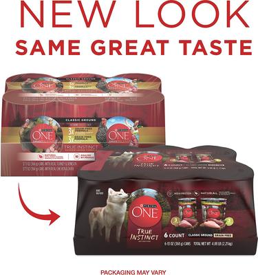 Show full view: Purina ONE SmartBlend True Instinct Classic Ground Grain-Free Variety Pack Canned Dog Food, 13-oz can, bundle of 24  slide 3 of 12