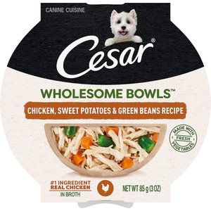 Cesar Wholesome Bowls Chicken, Sweet Potato & Green Beans Recipe Wet Dog Food, 3-oz tray, case of 20