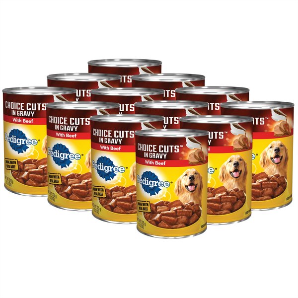Pedigree Choice Cuts In Gravy Canned Soft Wet Dog Food, with Beef, 13.2-oz. cans, bundle of 2 slide 1 of 9