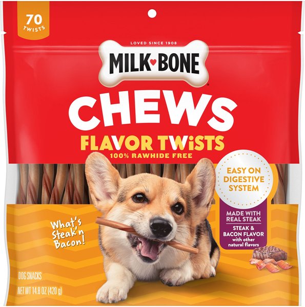 Milk-Bone Flavor Twists Chews What's Steak'n Bacon Dog Treats, 14.8-oz pouch slide 1 of 9