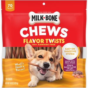 Milk-Bone Flavor Twists Chews What's Steak'n Bacon Dog Treats, 14.8-oz pouch