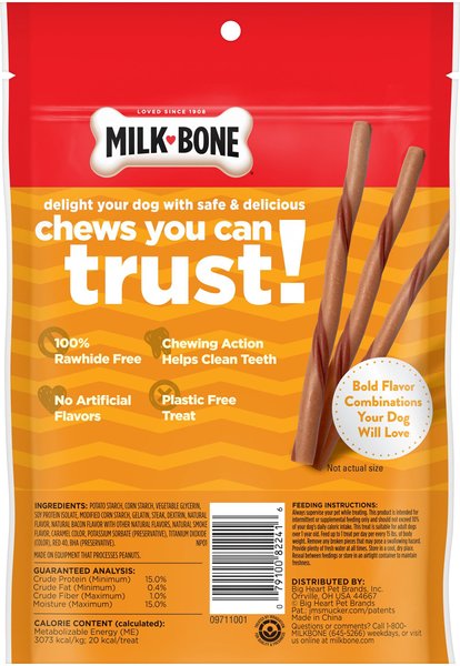 Milk Bone Brandclub Milk Bone Flavor Twists Chews What s Steak n Bacon Dog Treats 4.23 oz pouch case of 5