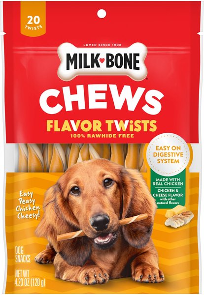 Milk-Bone Flavor Twists Chews Easy Peasy Chicken Cheesy Dog Treats, 4.23-oz pouch, case of 5 slide 1 of 7