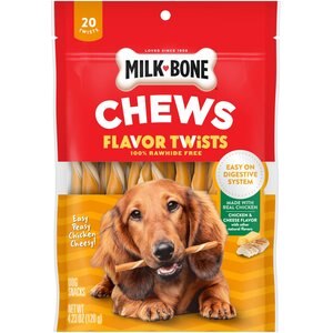 Milk-Bone Flavor Twists Chews Easy Peasy Chicken Cheesy Dog Treats, 4.23-oz pouch, case of 5