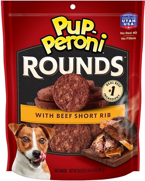 Pup-Peroni Rounds Beef Short Rib Dog Treats, 20.5-oz pouch, case of 4 slide 1 of 8