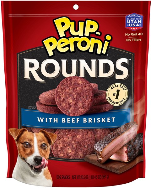 Pup-Peroni Rounds Beef Brisket Dog Treats, 20.5-oz pouch, case of 4 slide 1 of 8