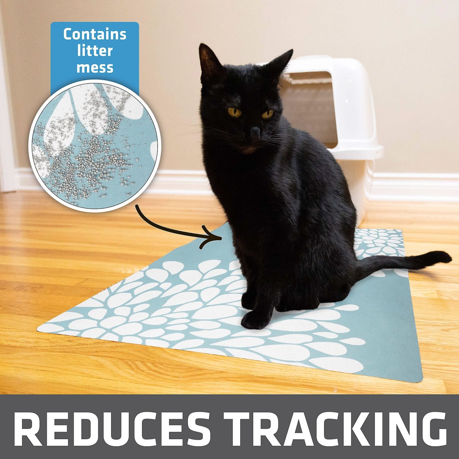 DRYMATE Personalized Cat Litter Mat, 20x28in, Rejuvenation Blue