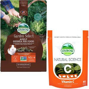 Oxbow Garden Select Adult Guinea Pig Food + Natural Science Vitamin C Small Animal Supplement