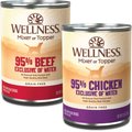 Wellness Ninety-Five Percent Beef Grain-Free Canned Dog Food Topper + Ninety-Five Percent Chicken Grain-Free Canned Food Topper