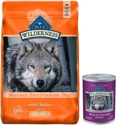 Blue Buffalo Wilderness Large Breed Chicken Recipe Grain-Free Dry Dog Food + Beef & Chicken Grill Grain-Free Canned Food