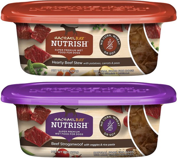 Rachael Ray Nutrish Natural Hearty Beef Stew Natural Grain-Free + Beef Stroganwoof Natural Wet Dog Food slide 1 of 9